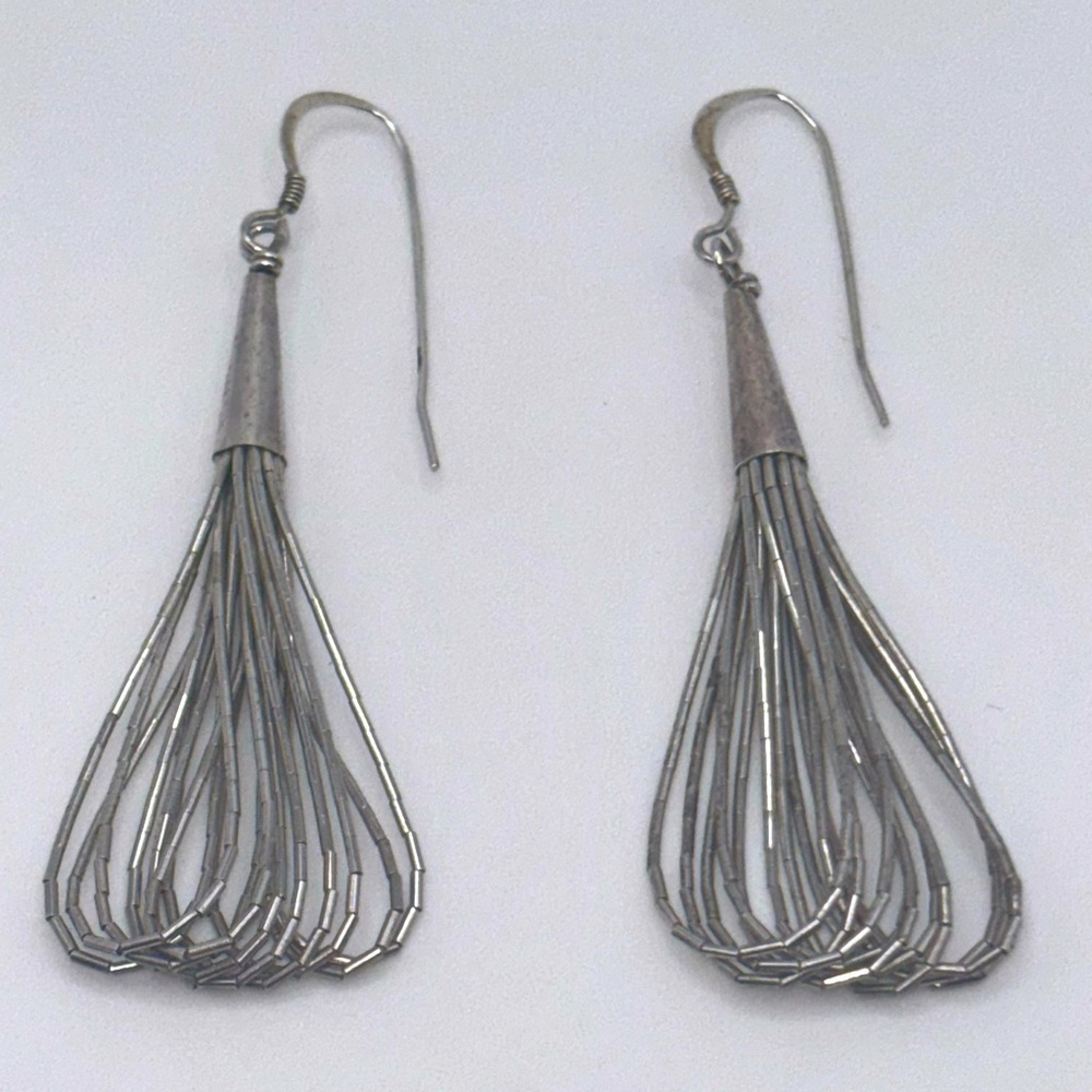 Native American Liquid Silver Dangle Earrings - image 1